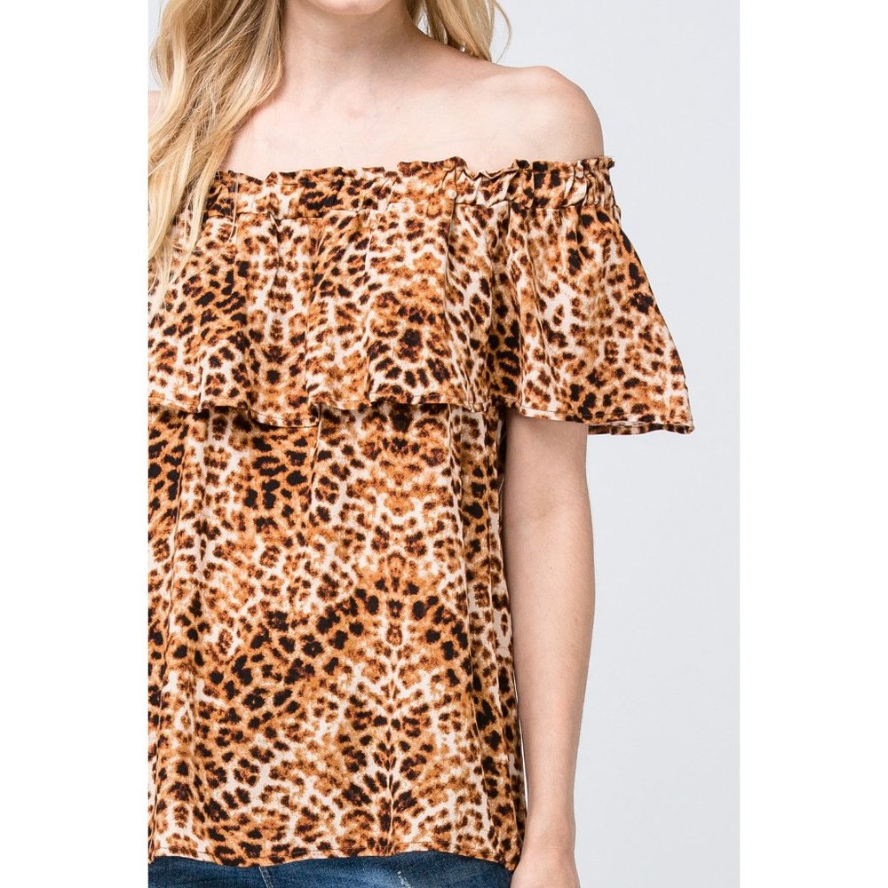 Entro Leopard Print Off The Shoulder Top - Picture 5 of 6